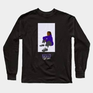 We Are Blessed - Purple Casual Sitting Brown Skin Girl Black Girl Magic Afro Kwanzaa Black Owned Business Design Long Sleeve T-Shirt